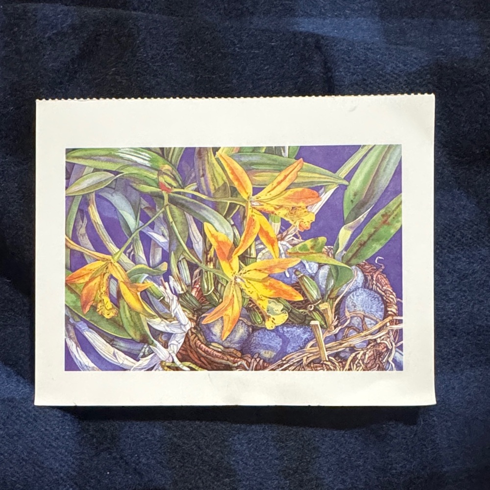 Floral Art Print with Orange and Green Accents